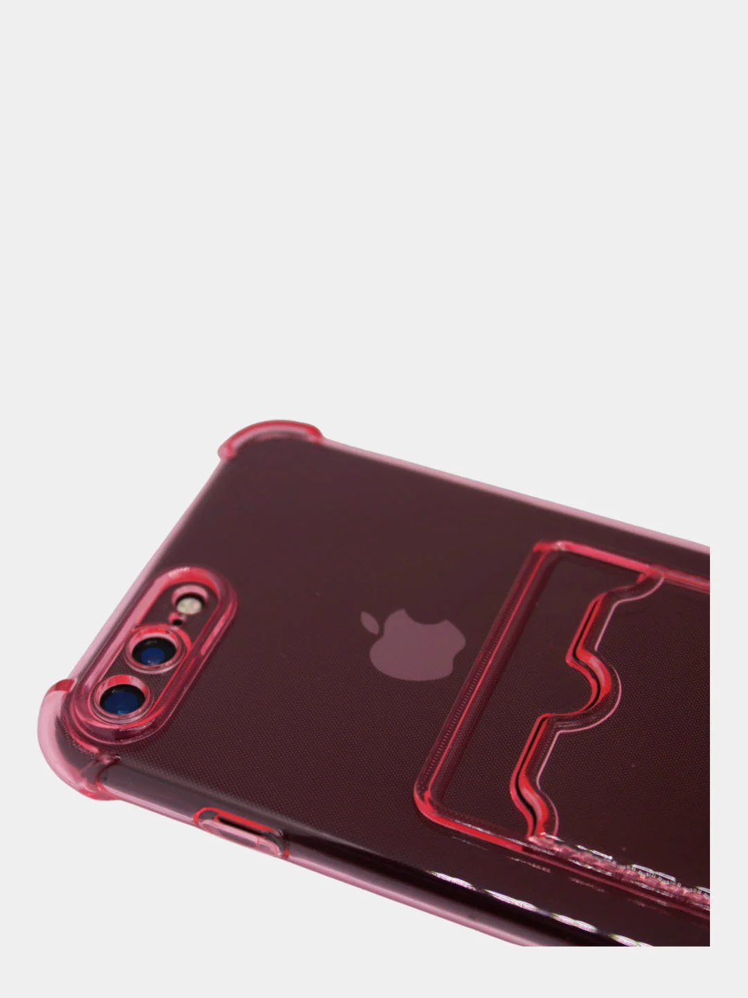 Розовый чехол силиконовый с карманом на iPhone 7/8 Plus, 11, 12, 13, Pro, Pro Max