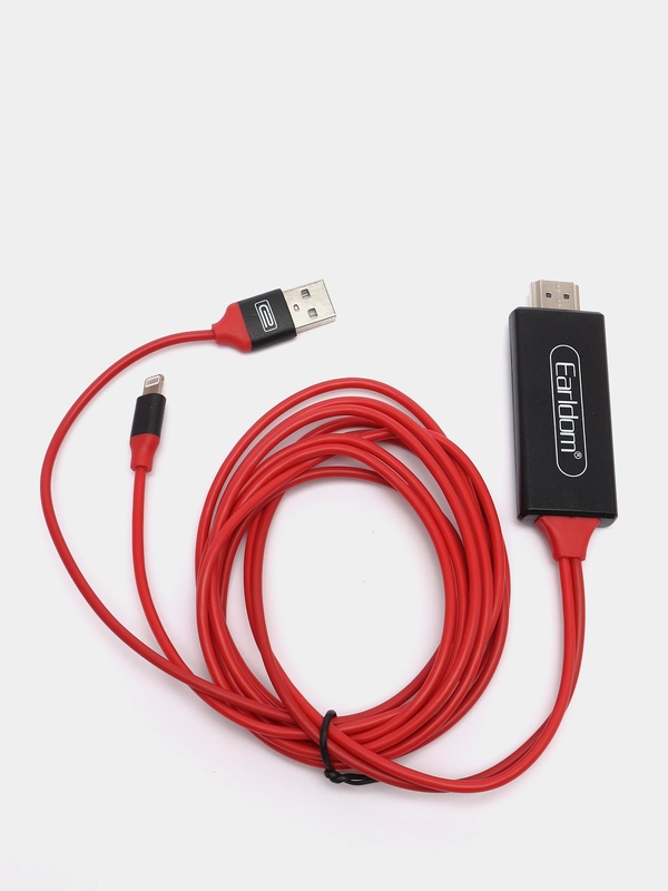 Кабель HDMI Lightning для телефона iPhone подключения айфона к монитору / телевизору