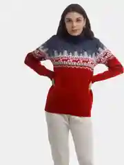 Красный свитер с оленями новогодний. Унисекс. WORLD WOOLLY