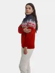 Красный свитер с оленями новогодний. Унисекс. WORLD WOOLLY