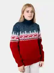 Красный свитер с оленями новогодний. Унисекс. WORLD WOOLLY