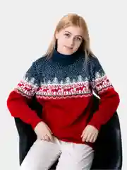 Красный свитер с оленями новогодний. Унисекс. WORLD WOOLLY