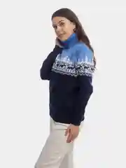 Синий свитер с оленями новогодний. Унисекс. WORLD WOOLLY