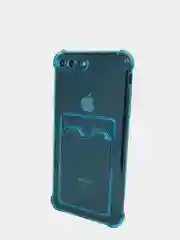 Голубой чехол силиконовый с карманом на iPhone 7/8 Plus, 11, 12, 13, Pro, Pro Max