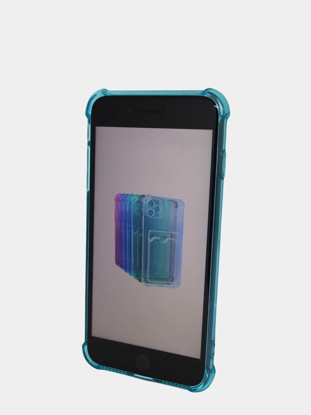 Голубой чехол силиконовый с карманом на iPhone 7/8 Plus, 11, 12, 13, Pro, Pro Max