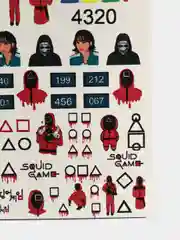 Наклейки для ногтей, слайдеры для маникюра и педикюра Игра в кальмара Squid Game