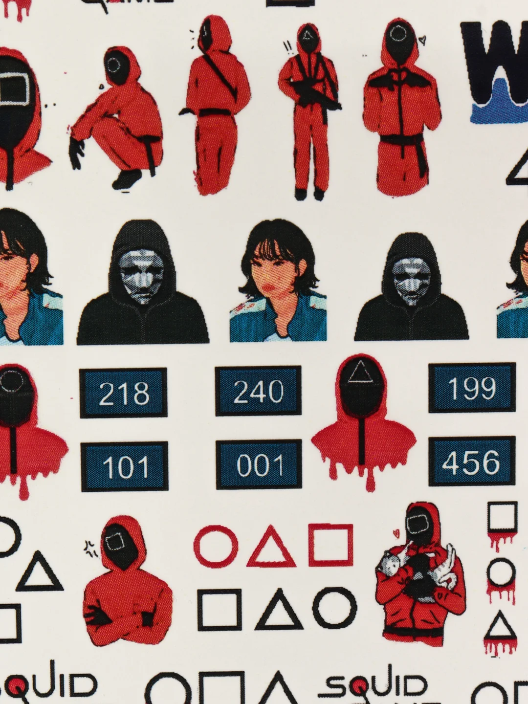 Наклейки для ногтей, слайдеры для маникюра и педикюра Игра в кальмара Squid Game
