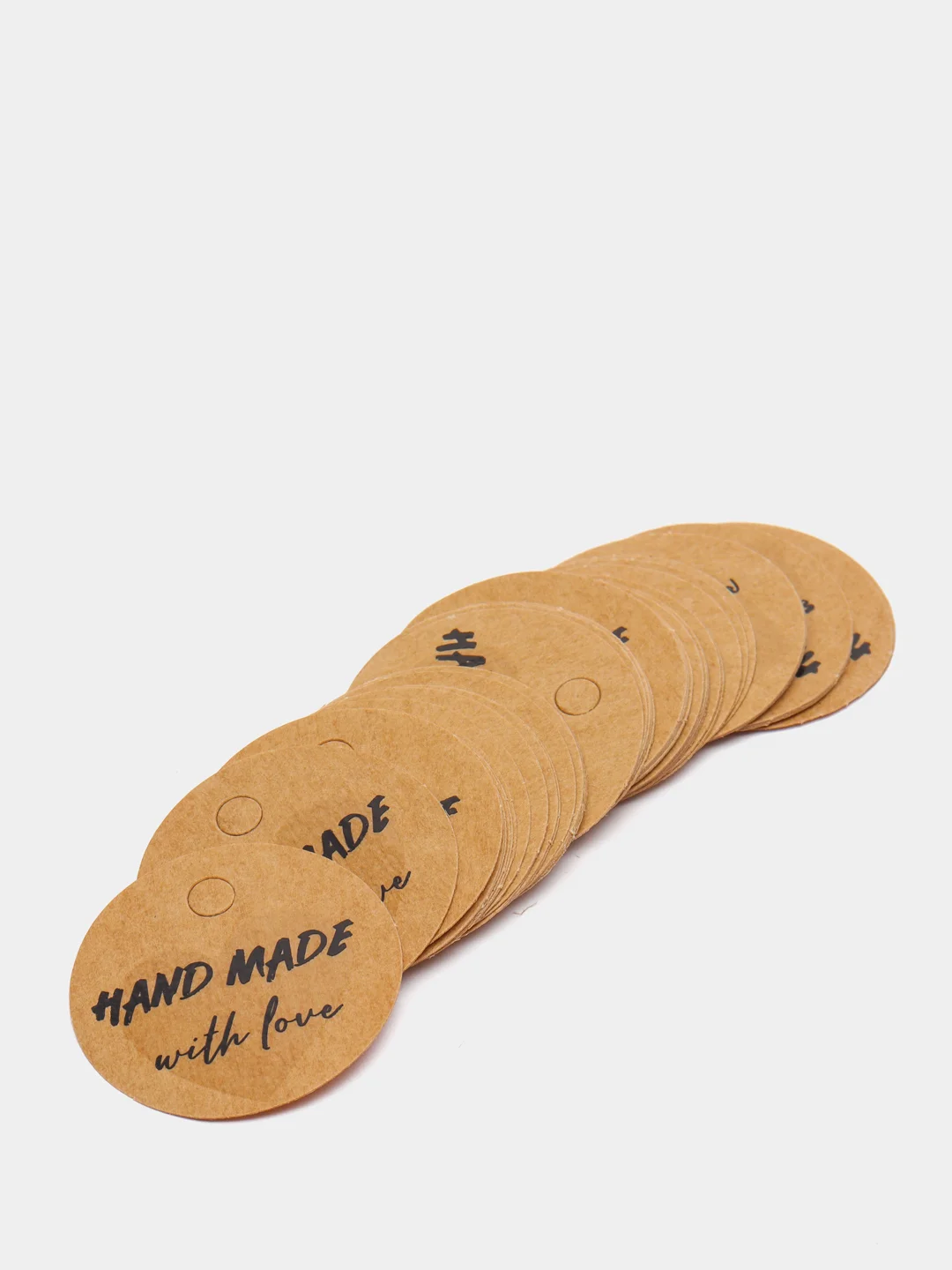 Бирка крафт "Hand made with love", набор 100шт