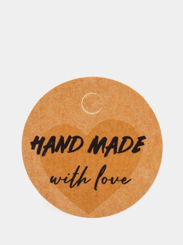 Бирка крафт "Hand made with love", набор 100шт