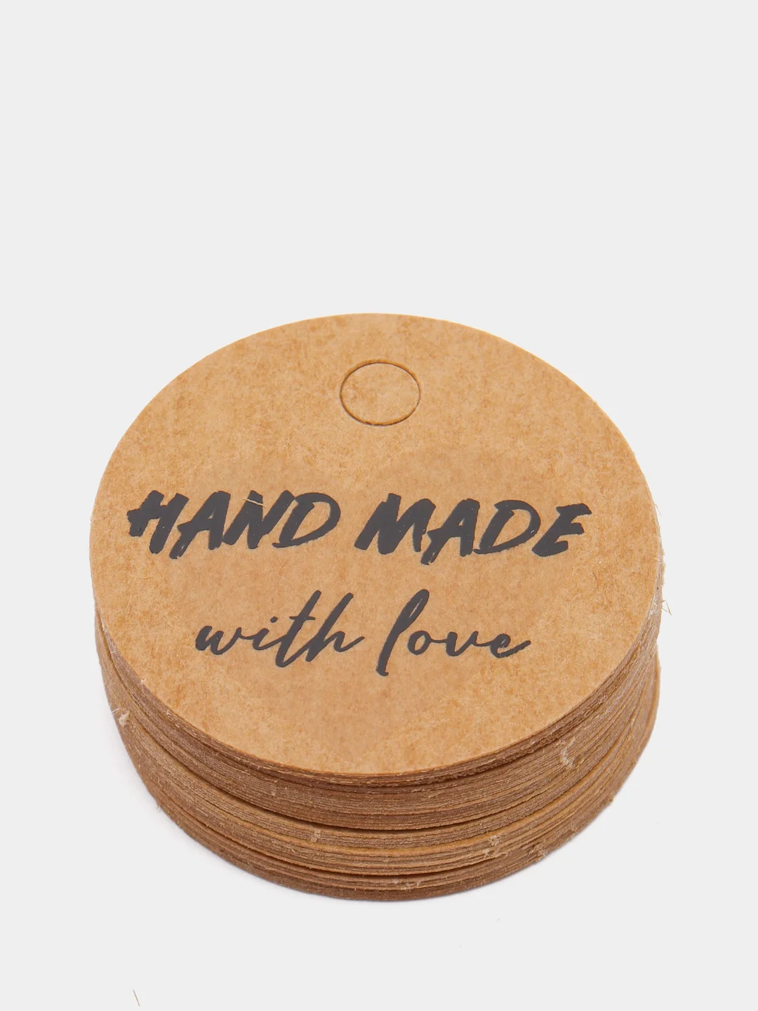 Бирка крафт "Hand made with love", набор 100шт