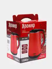 Красный чайник электрический ЯРОМИР ЯР-1059, 1500 Вт, 1.8л