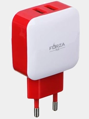 Сетевое зарядное устройство Акварель, 2хUSB, 2А, 5В, 3 цвета