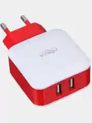 Сетевое зарядное устройство Акварель, 2хUSB, 2А, 5В, 3 цвета