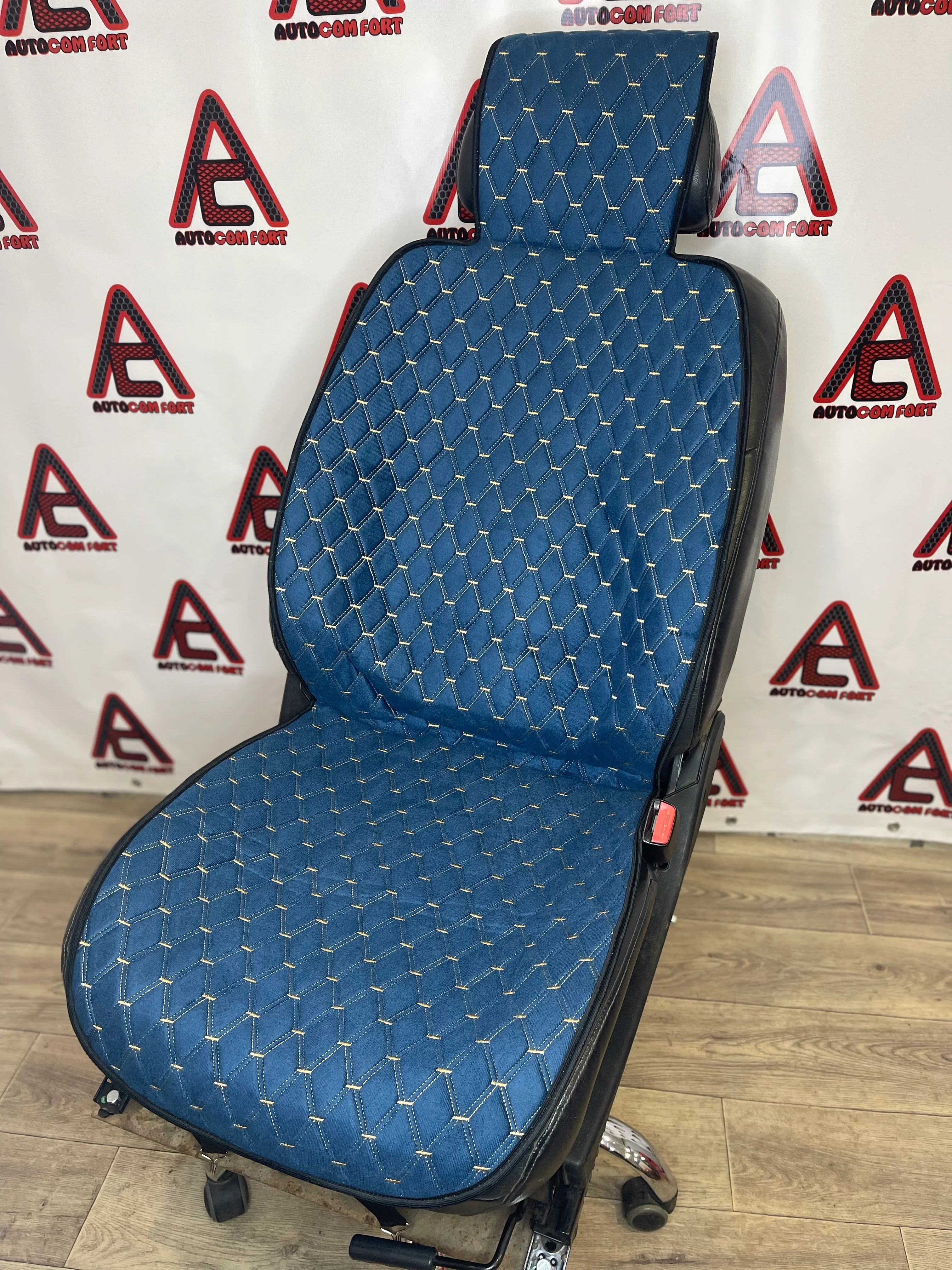 Индиго накидки на сидения авто (велюр) с двойной строчкой (пара)