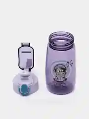 Фиолетовый бутылка для воды детская с трубочкой с замком, 480 мл