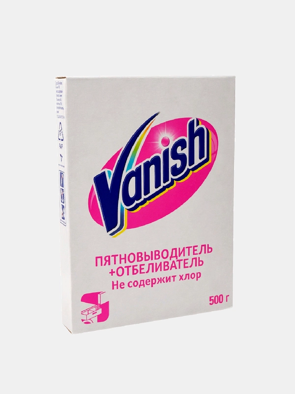 Пятновыводитель и отбеливатель VANISH для тканей, без хлора, порошкообразный, 500 г