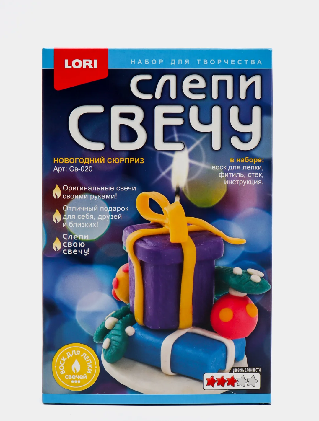 Набор для творчества и рукоделия из воска, "Слепи свечу", новогодний сюрприз, Lori
