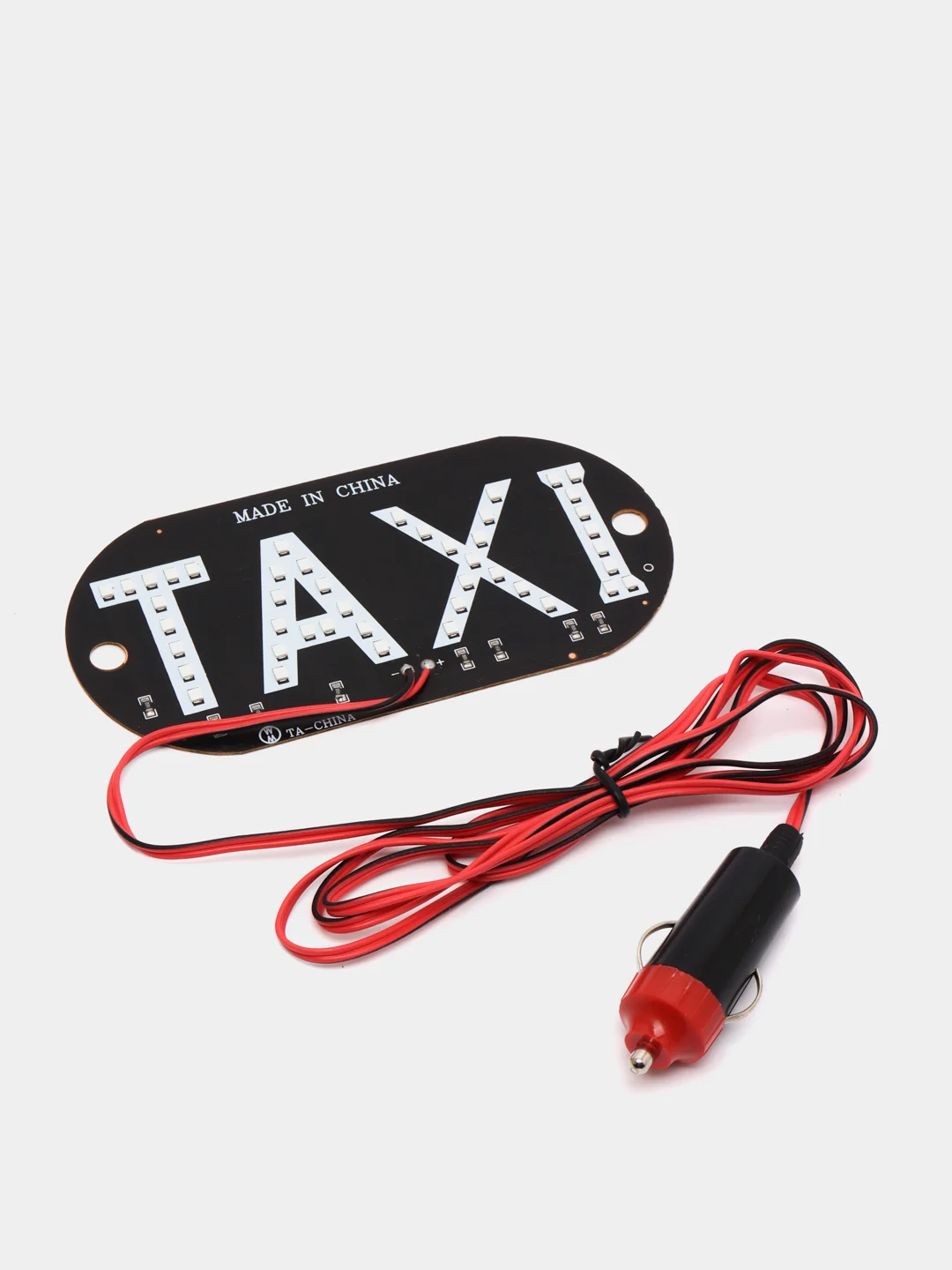 Табличка "TAXI" светодиодная со штекером, в прикуриватель, на присосках