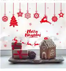 Белый наклейки на окно новогодние / интерьерная наклейка / новогоднее украшение