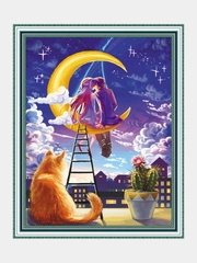 Алмазная мозаика "У окна", 40*50 см, на подрамнике