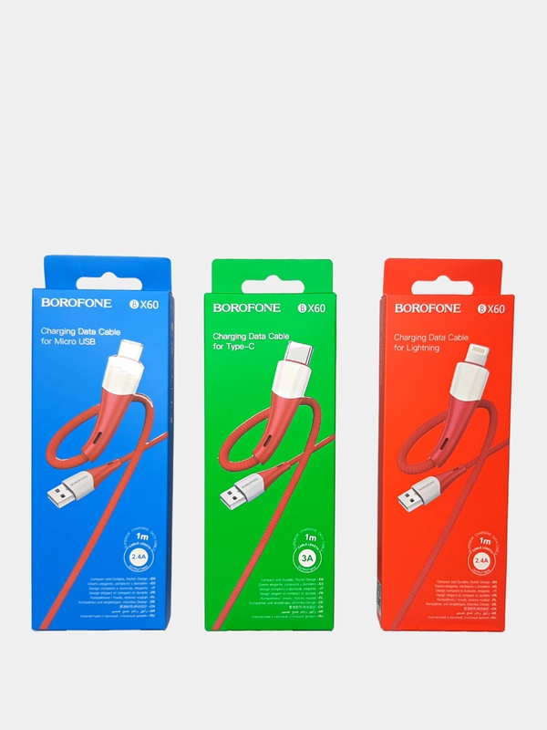 Кабель USB BOROFONE BX60 для зарядки и передачи данных Micro Type-C Lightning