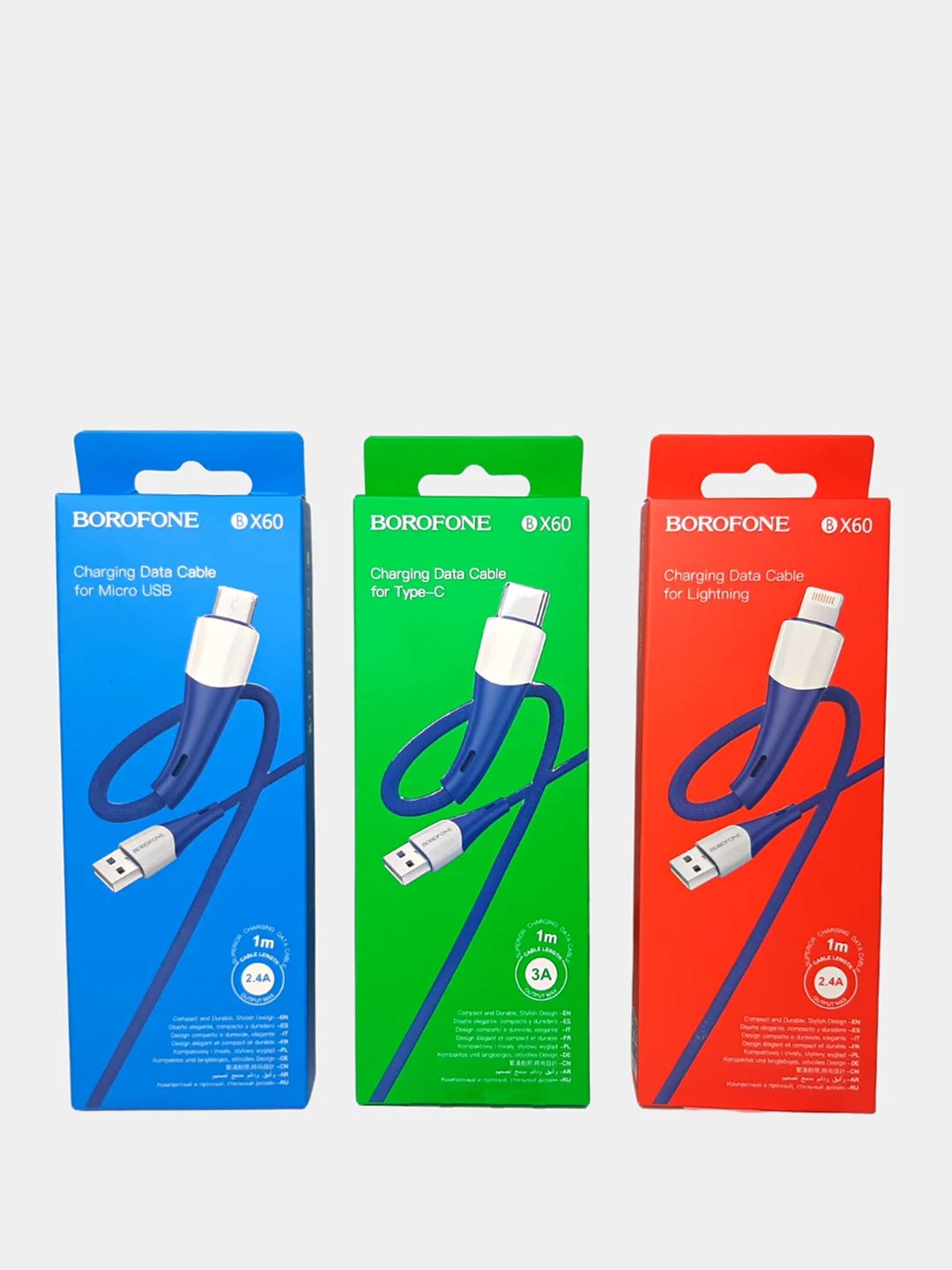 Кабель USB BOROFONE BX60 для зарядки и передачи данных Micro Type-C Lightning