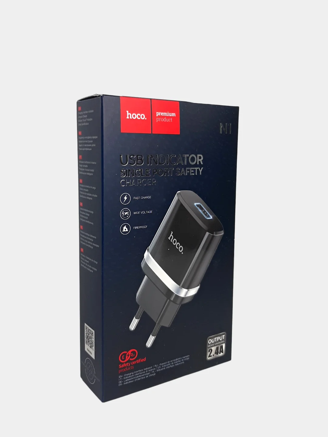 Черный сетевое зарядное устройство (СЗУ) HOCO N1 + кабель Micro / Type-C / Lightning и без кабеля