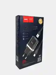 Черный сетевое зарядное устройство (СЗУ) HOCO N1 + кабель Micro / Type-C / Lightning и без кабеля