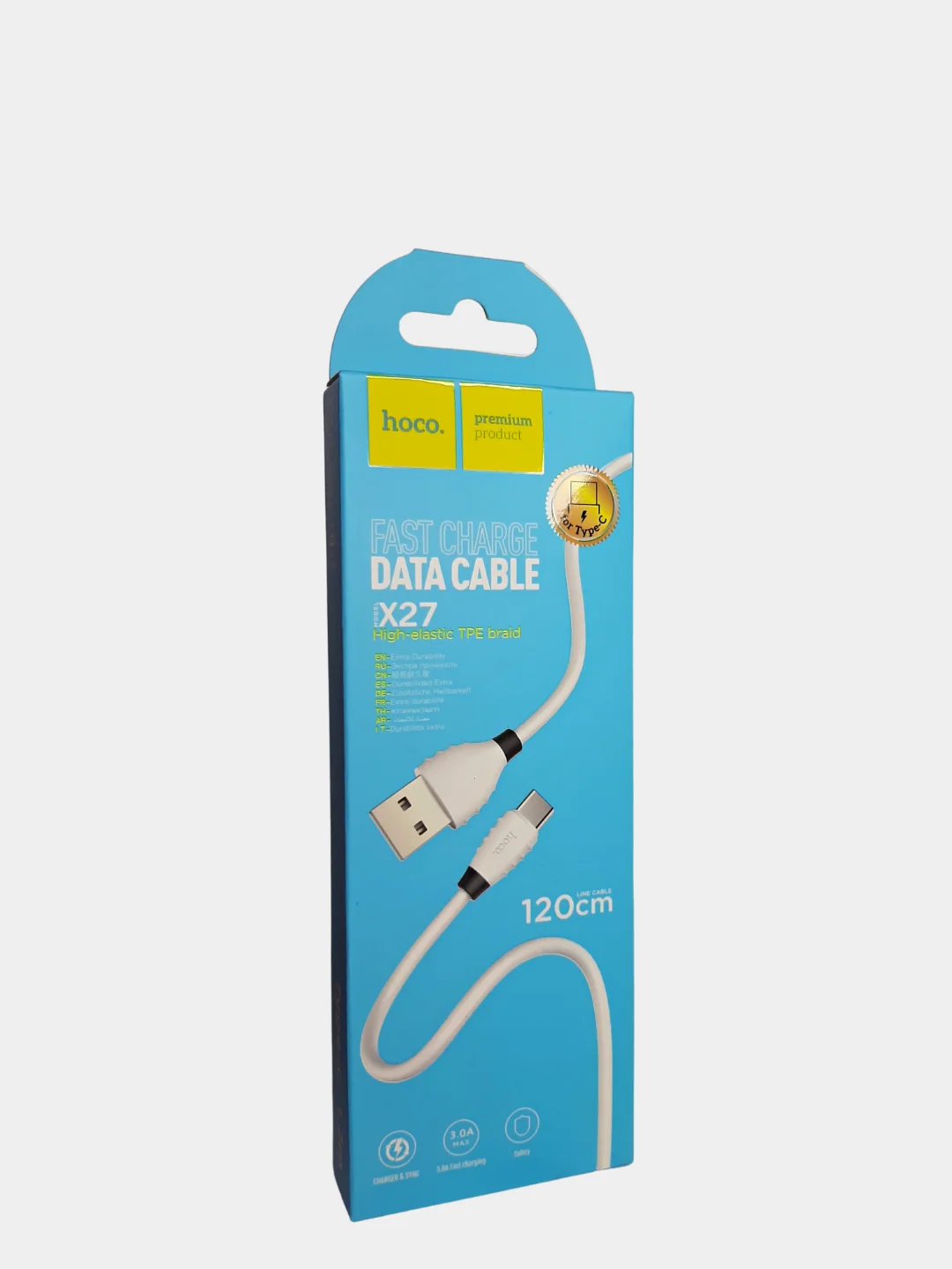 Белый кабель USB Hoco X27 Excellent для зарядки и передачи данных Micro, Type-C, Lightning