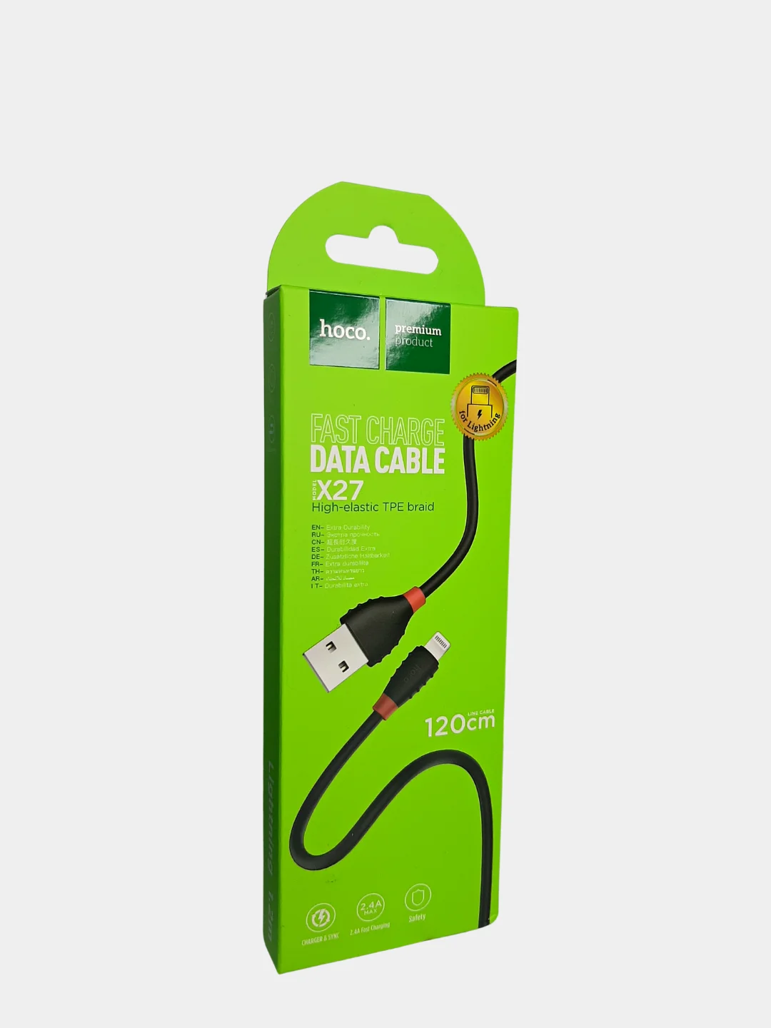 Черный кабель USB Hoco X27 Excellent для зарядки и передачи данных Micro, Type-C, Lightning