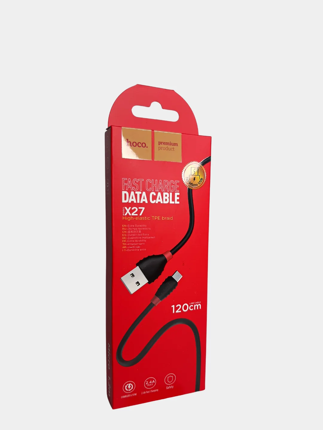 Черный кабель USB Hoco X27 Excellent для зарядки и передачи данных Micro, Type-C, Lightning