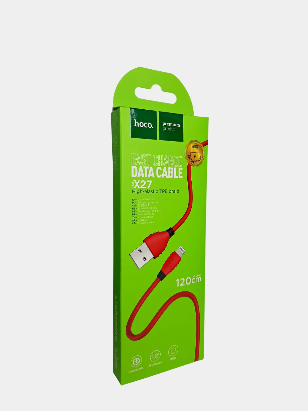 Красный кабель USB Hoco X27 Excellent для зарядки и передачи данных Micro, Type-C, Lightning
