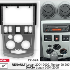Переходная рамка 2DIN, Renault Logan, Tondar 90, Dacia, 9 дюймов (22-674)