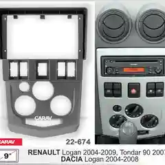Переходная рамка 2DIN, Renault Logan, Tondar 90, Dacia, 9 дюймов (22-674)