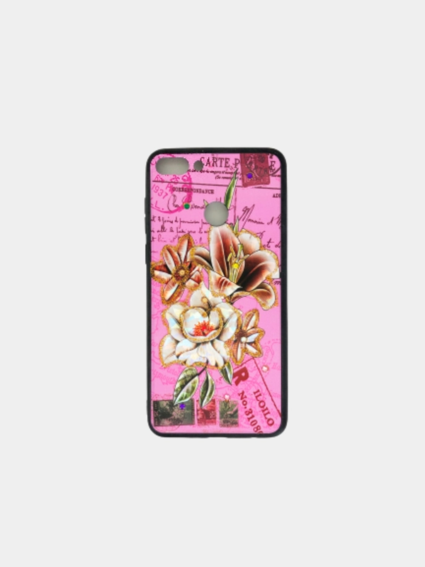 Чехол для смартфона Honor Y9 2018 пластиковый с силиконовыми краями,рисунок,стразы