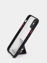Черный чехол для iPhone 12 / 6.1 /, силиконовый, с держателем-подставкой