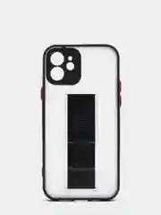 Черный чехол для iPhone 12 / 6.1 /, силиконовый, с держателем-подставкой