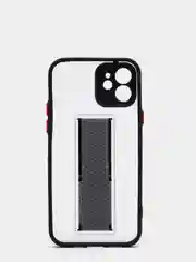 Черный чехол для iPhone 12 / 6.1 /, силиконовый, с держателем-подставкой