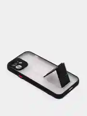Черный чехол для iPhone 12 / 6.1 /, силиконовый, с держателем-подставкой