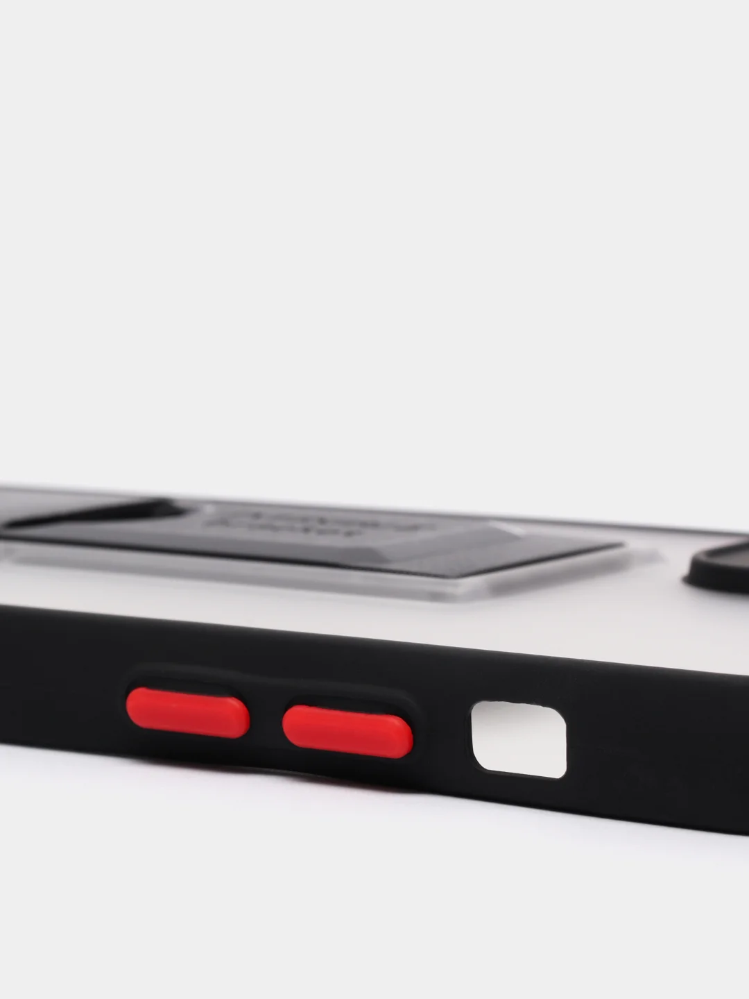 Черный чехол для iPhone 12 / 6.1 /, силиконовый, с держателем-подставкой