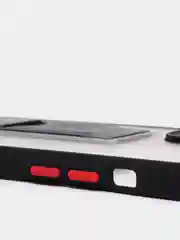Черный чехол для iPhone 12 / 6.1 /, силиконовый, с держателем-подставкой
