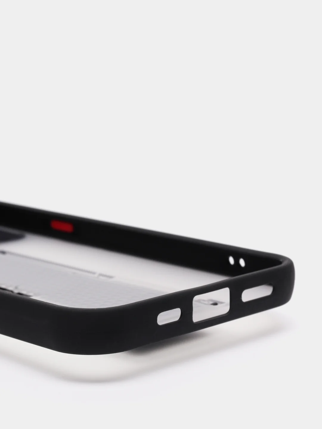 Черный чехол для iPhone 12 / 6.1 /, силиконовый, с держателем-подставкой