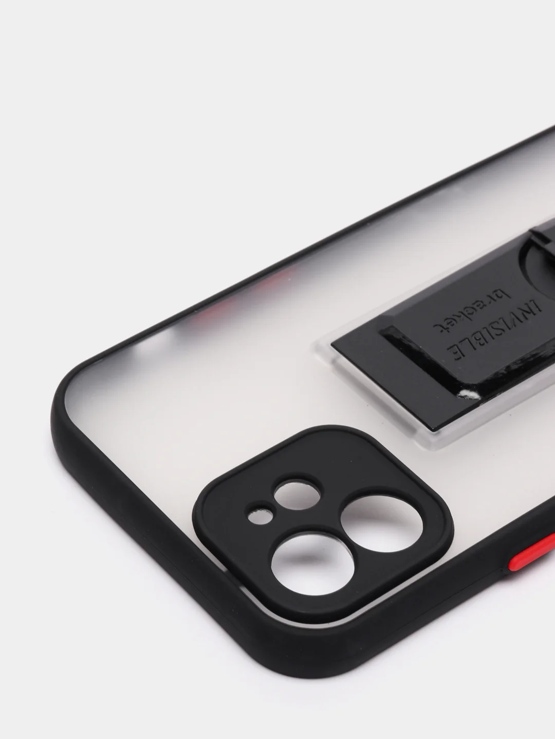 Черный чехол для iPhone 12 / 6.1 /, силиконовый, с держателем-подставкой
