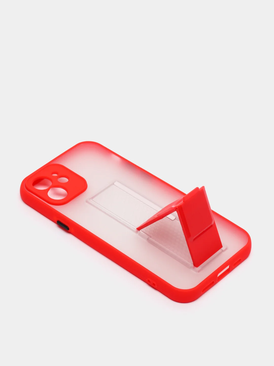 Красный чехол для iPhone 12 / 6.1 /, силиконовый, с держателем-подставкой