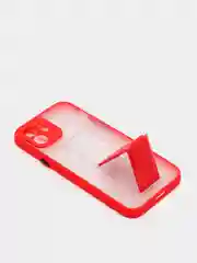Красный чехол для iPhone 12 / 6.1 /, силиконовый, с держателем-подставкой