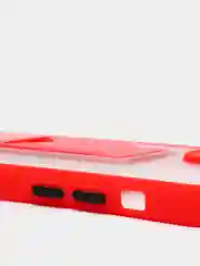 Красный чехол для iPhone 12 / 6.1 /, силиконовый, с держателем-подставкой