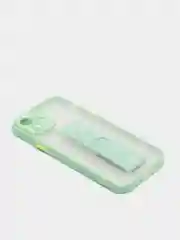 Салатовый чехол для iPhone 12 / 6.1 /, силиконовый, с держателем-подставкой