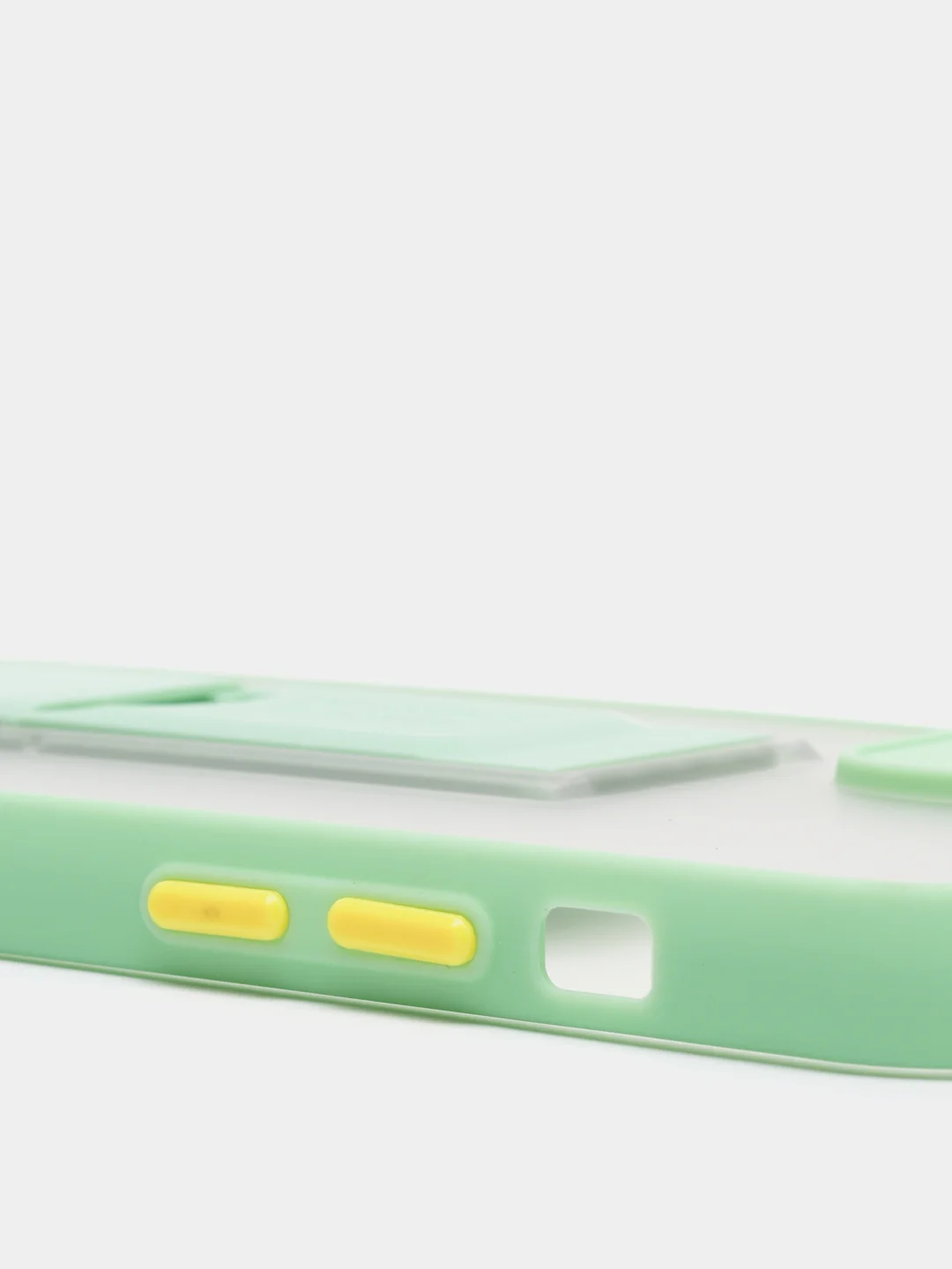 Салатовый чехол для iPhone 12 / 6.1 /, силиконовый, с держателем-подставкой