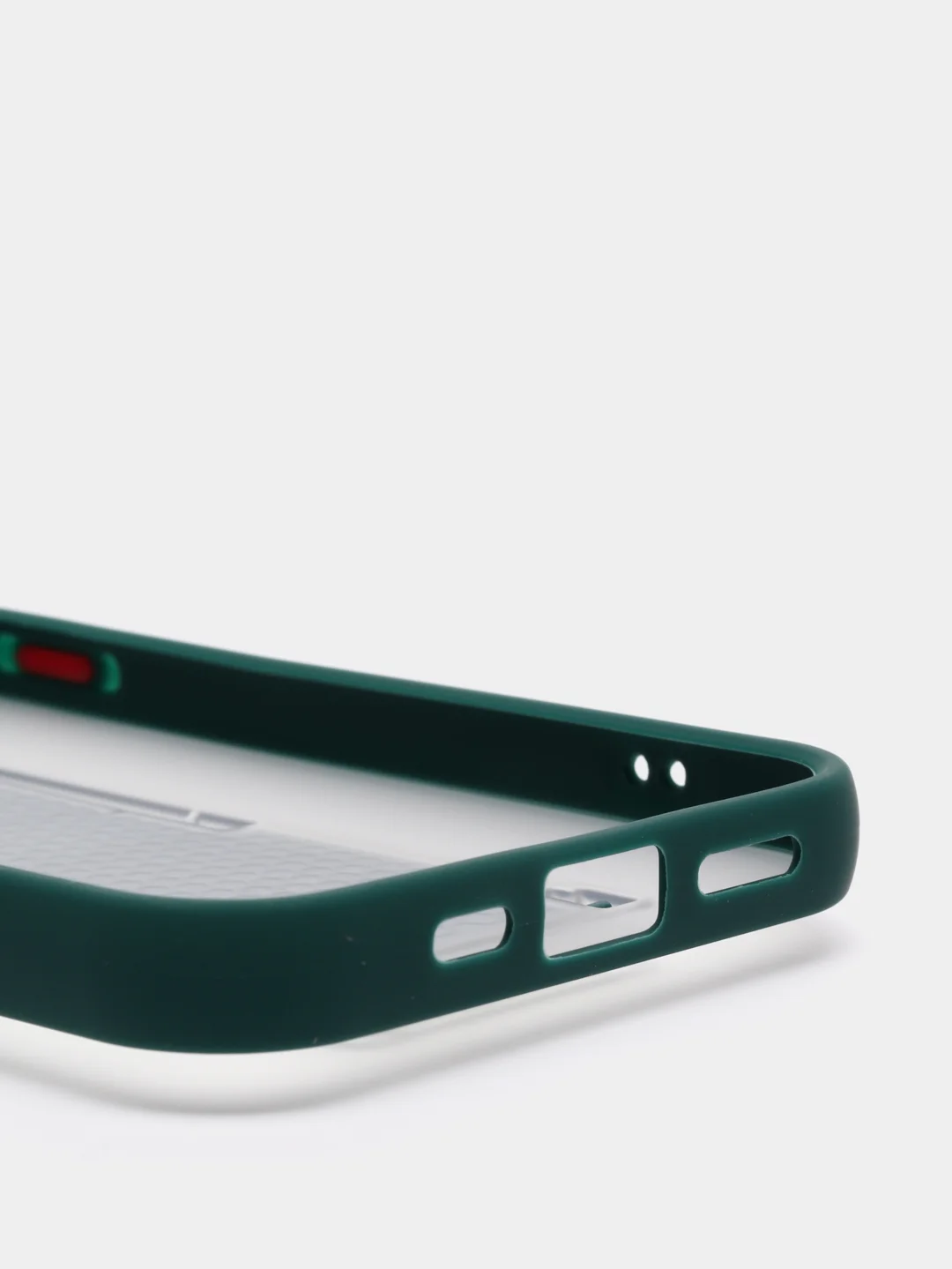 Зеленый чехол для iPhone 12 / 6.1 /, силиконовый, с держателем-подставкой