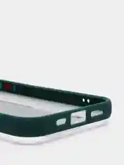 Зеленый чехол для iPhone 12 / 6.1 /, силиконовый, с держателем-подставкой